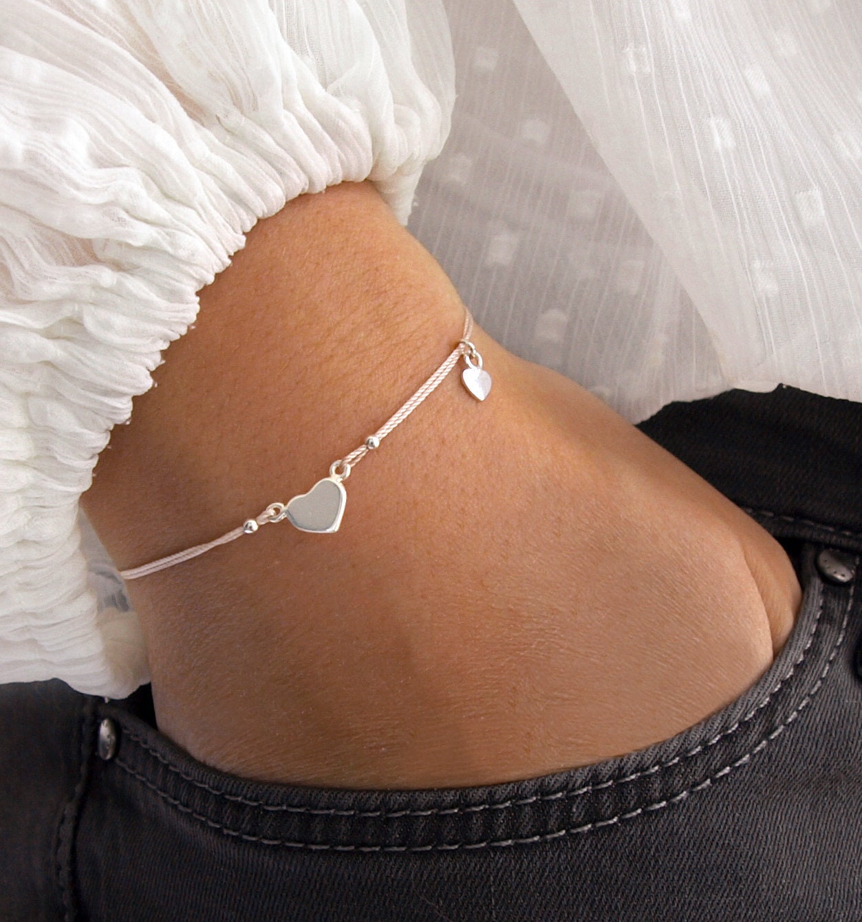 Filigree Bracelet Silver With Heart - Etsy