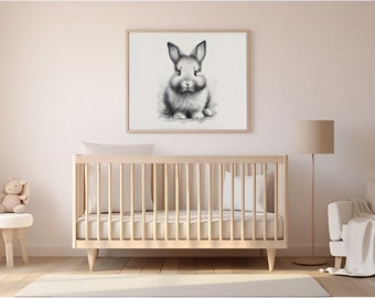 Baby wall nursery woodland animals digital prints black and white