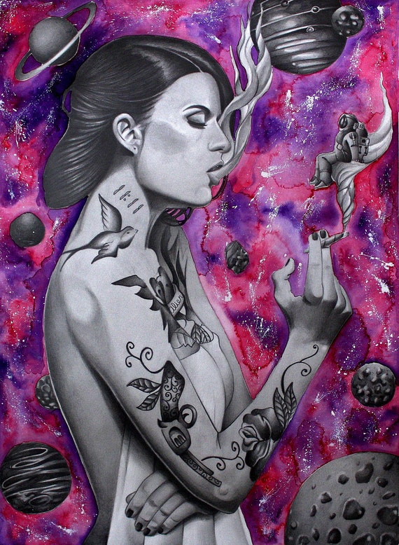 pix Tattoo Stoner Trippy Mushroom Drawing psychedelic spiritual tattoo stoner print