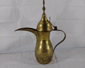 Vintage Brass Dallah Arabic Coffee Pot Cross Swords 13.5 quot