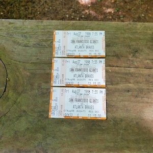 Vintage 1998 San Francisco Giants vs Atlanta Braves Ticket