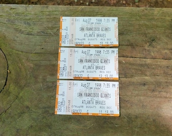 Vintage 1998 San Francisco Giants vs Atlanta Braves Ticket