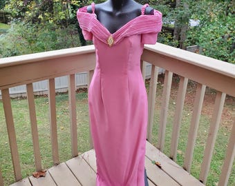 Vintage Union Made Pink Off The Shulter Kleid Abendkleid Hübsche in Pink