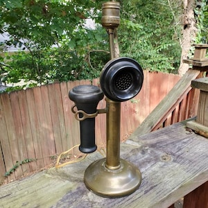 Vintage Western Electric Brass Candlestick Telephone Lamp