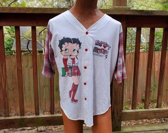 Rare 1974 King Features Iron On Collectors Betty Boop Super Soft and Thin Single Stitch Baseball Tee