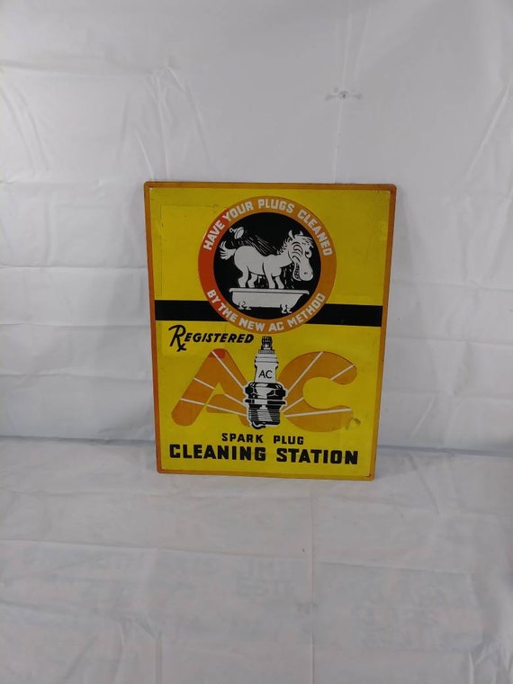 /"AC SPARK PLUG CLEANING STATION/" ADVERTISING METAL SIGN