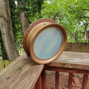 Vintage Brass Military Ship Porthole Window Frosted Glass Porthole