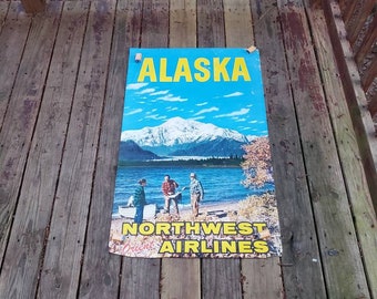 Vintage Alaska Northwest Orient Airlines Poster Advertising