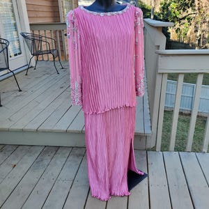 george pink dress Pink Long Sleeve Tie Neck Midi Dress | Women