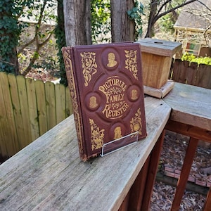 Antique 1871 A.H. Platt Pictorial Family Register Book