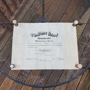 Diploma da Escola Berry antigo de 1916, papel Mount Berry Georgia