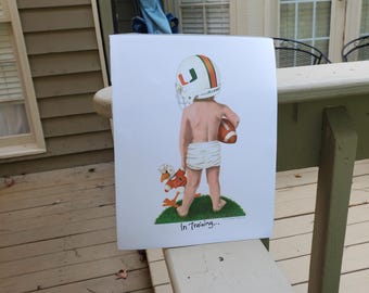 Vintage 1992 Fran Baggett University of Miami Hurricanes Football Print