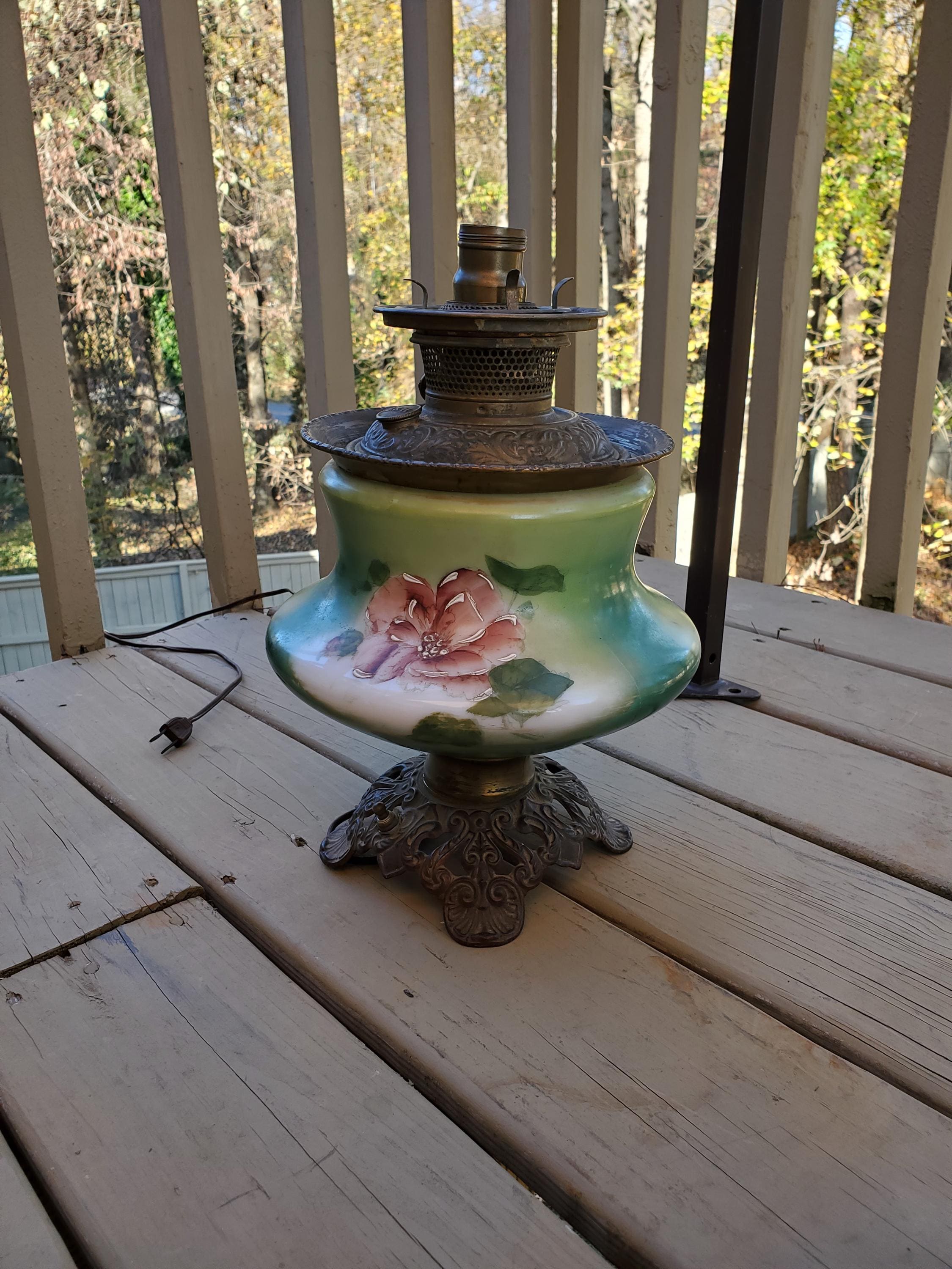 ブラリバ houランプ Antique B&H Bradley Hubbard Parlor Lamp Oil Victorian Lamp