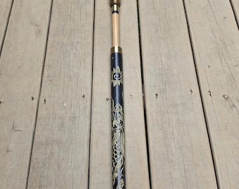 Vintage Carved Dragon Cane with Hidden Pool Stick Walking Stick