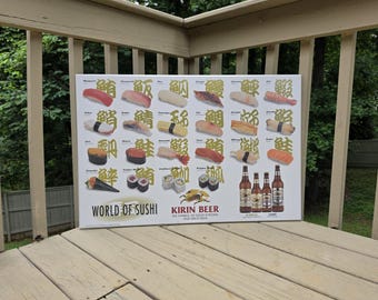 Original Rare Anheuser Busch Kirin Ichiban World Of Sushi Sign Beer Advertising Sign