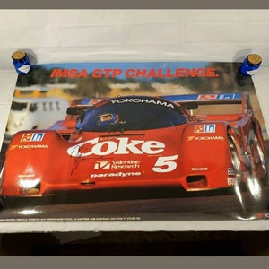 Vintage Coke Coca-Cola IMSA GTP Challenge Porsche 962 Porsche Poster Signed Joe Gartner