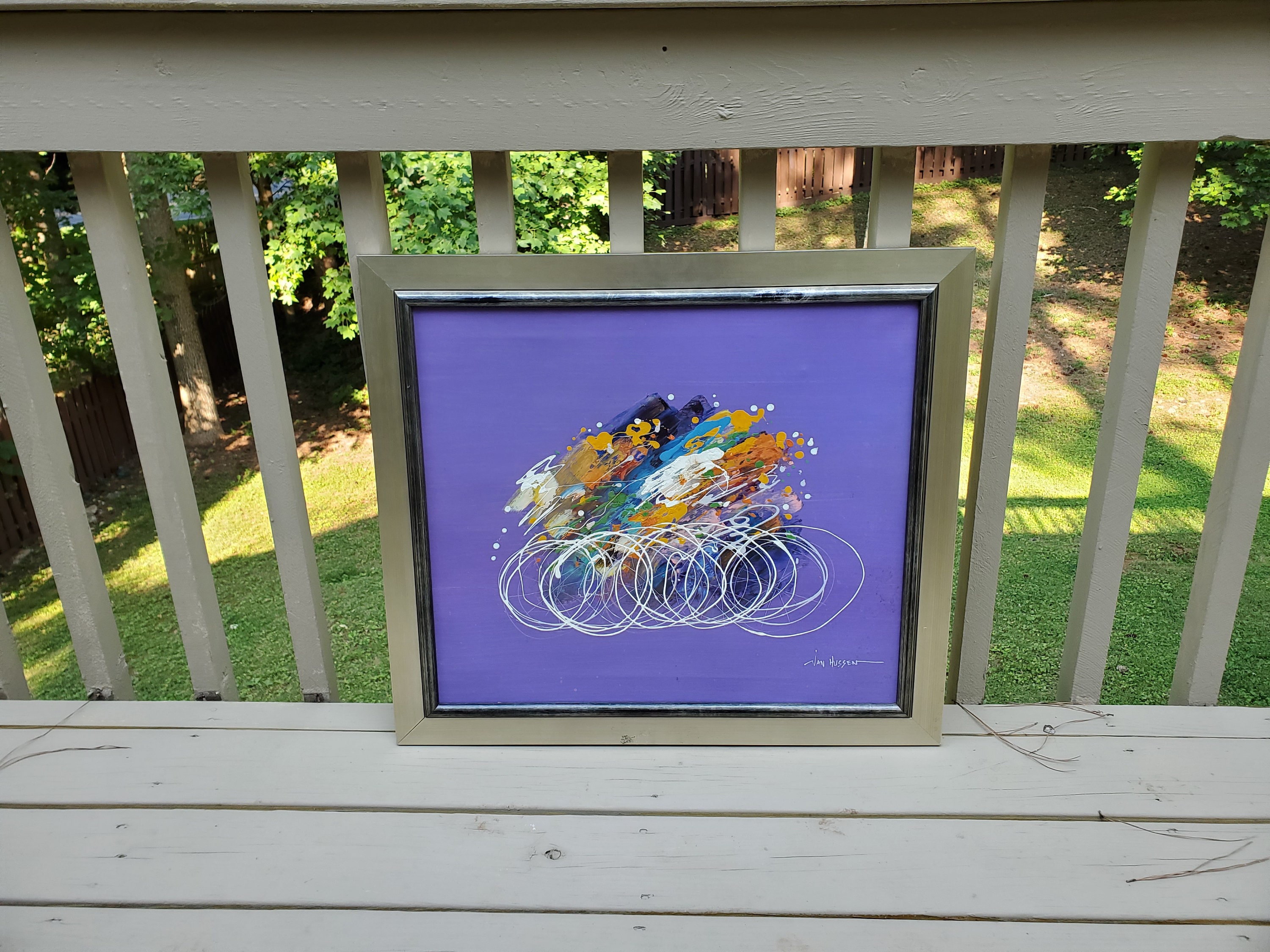 Vintage Mid Century Abstract Painting Van Hussen Painting