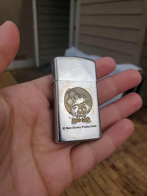 Vintage 1975 Walt Disney Mickey Mouse Zippo Slim Lighter Etsy