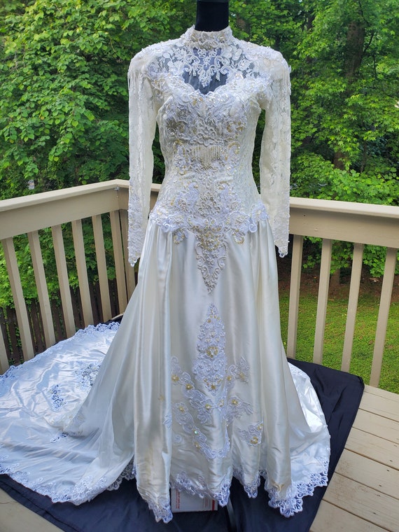 Vintage 1980s Wedding Dress Beaded Wedding Dress - Etsy Vintage 1980s Wedding Dress Beaded Wedding Dress - Etsy