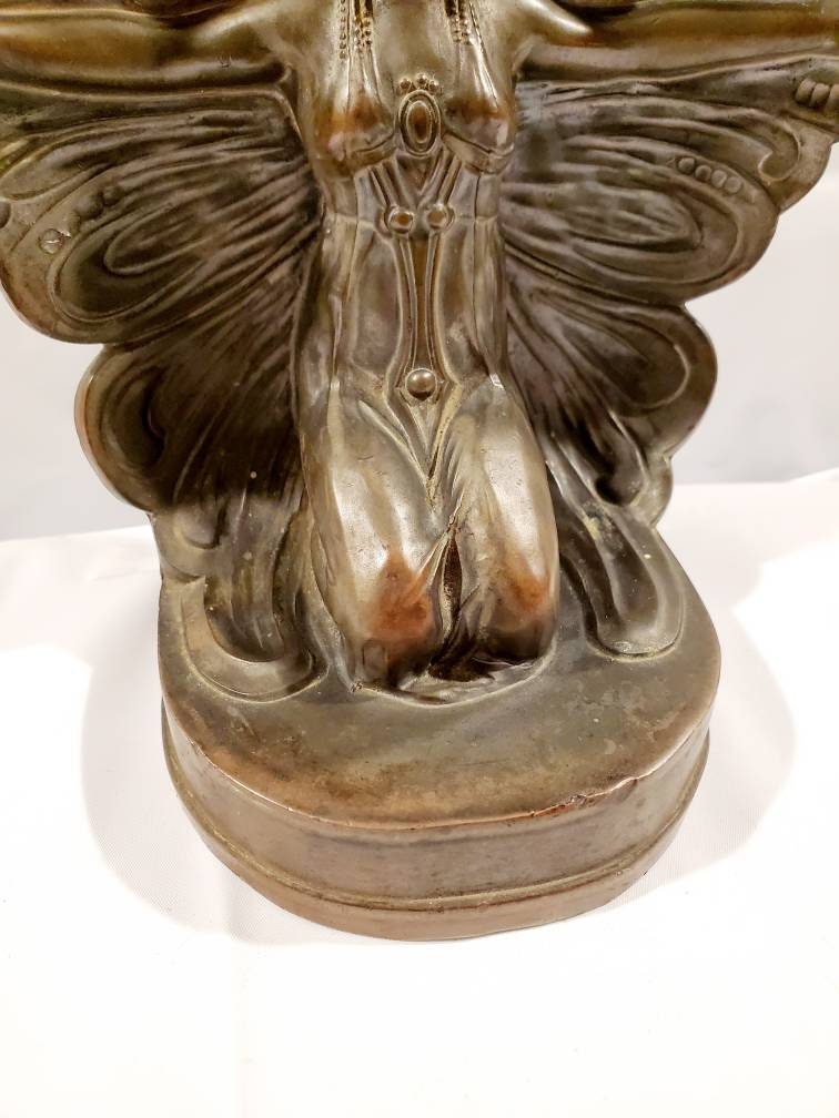 Vintage Art Deco Nouveau Fairy Lady Bookend Etsy