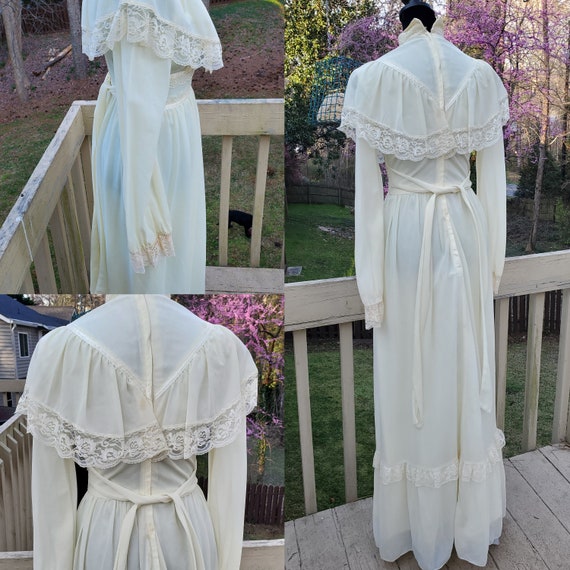 Vintage 1970s Wedding Dress Victorian Style Long … - image 6