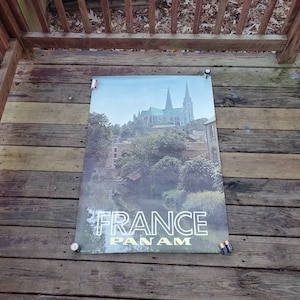 Vintage Pan Am Airlines France Poster Advertising