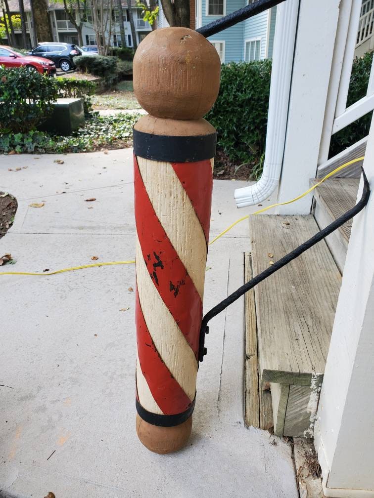 Antique Wooden Barber Pole