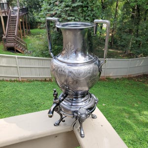 Antique Wilcox Silver Plate Co Samovar Drink Dispenser Samovar Drinkware
