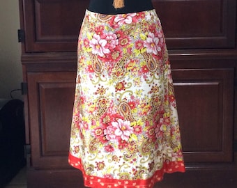 Silk Skirt/ Floral Silk Skirt/ Print Silk Skirt/ Skirt/Vintage Silk Skirt