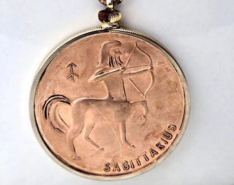 Vintage Sagittarius  Zodiac Pendant Necklace