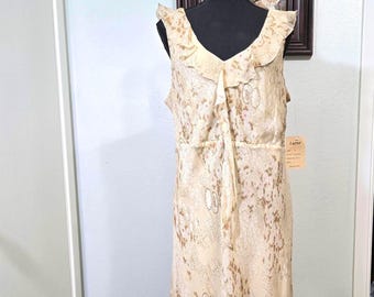 Vintage 1X Lapis Silk Floral Maxi Dress