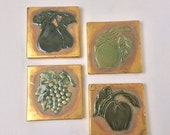 Vintage Elegant Coasters Gold and Green Coasters Holiday Coasters Set of Four Coasters Table Decoration Fruit Coasters