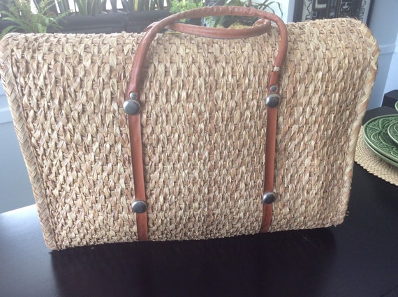 Vintage Straw Bag made in Mexico/Woven Straw Bag/… - image 8