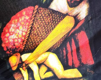 VIntage Diego Rivera Mural Inspired Scarf