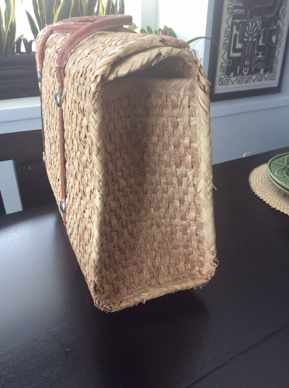 Vintage Straw Bag made in Mexico/Woven Straw Bag/… - image 7