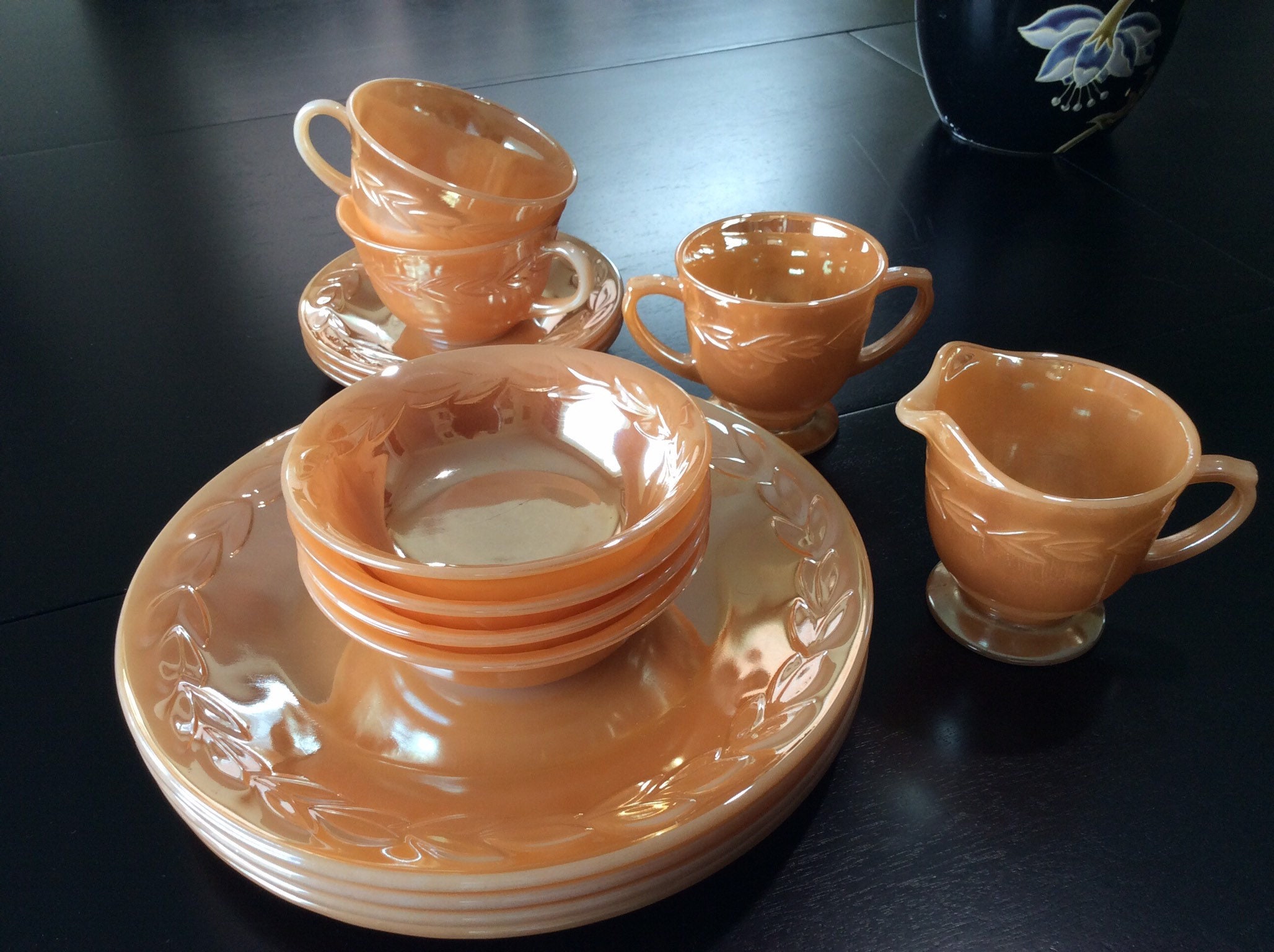 Kitchen &amp; Dining Dinnerware Sets Home &amp; Living Fire King Peach Plate ...