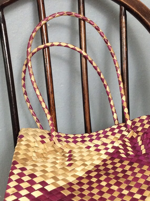 Vintage Straw Purse/Woven Straw Bag/ Flat Straw P… - image 10