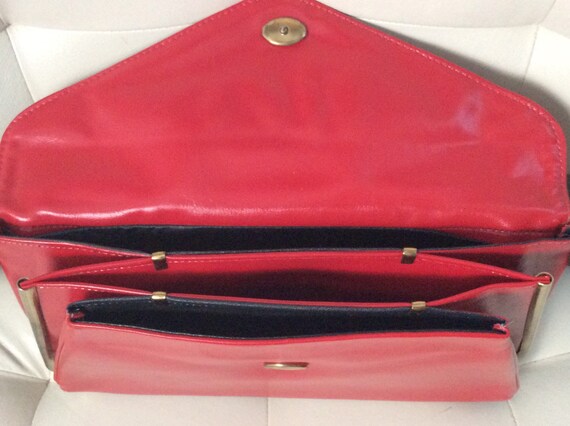 Vintage Red Faux Leather Clutch/Red Leather Clutc… - image 9