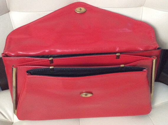 Vintage Red Faux Leather Clutch/Red Leather Clutc… - image 7