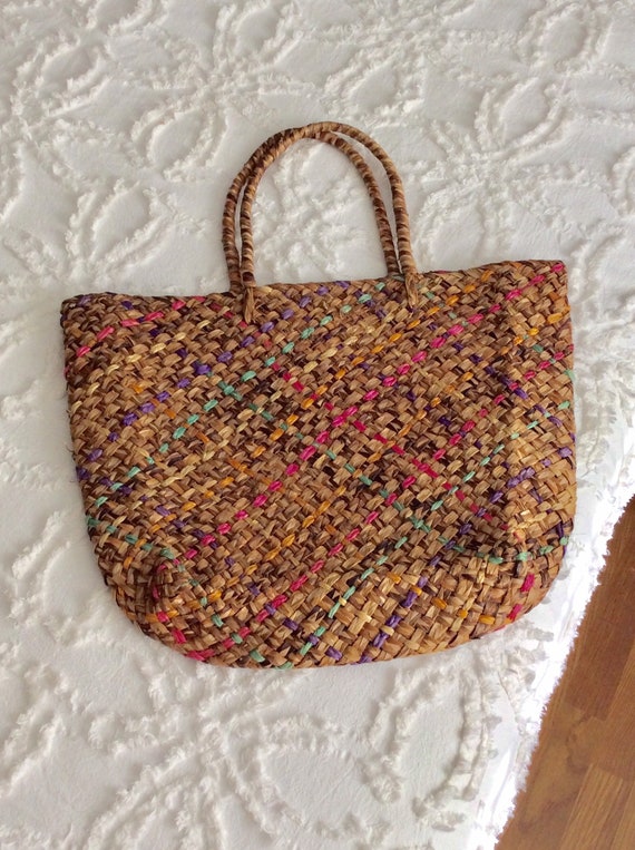 vintage straw tote bag - Gem