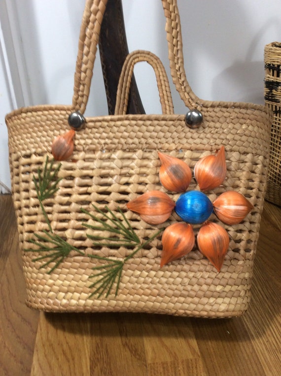 Mexican Straw Bag/ Straw Tote/ Summer Bag/ Raffia… - image 1