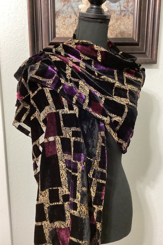 Vtg Silk Cut Velvet Scarf - image 1