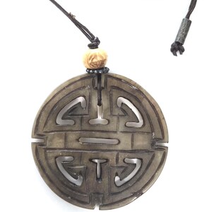 Faux Jade  Carved Pendant Necklace