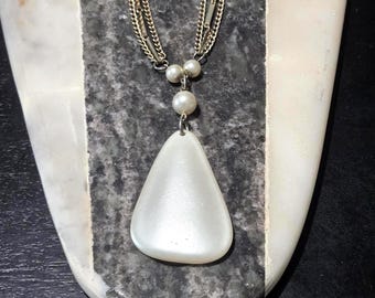 Vintage Multi Chain Faux Mother of Pearl Pendant Necklace