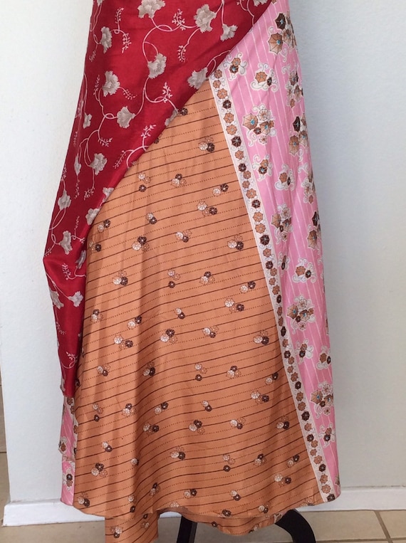Silk Wrap Skirt/Reversible Vintage Double Layered 