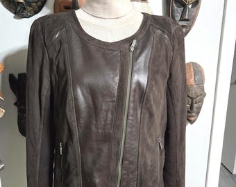 Vintage Halogen Leather and Suede Motor Jacket