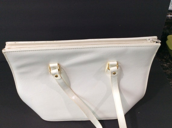 Vintage  White Leather Handbag/ Vintage Leather S… - image 6