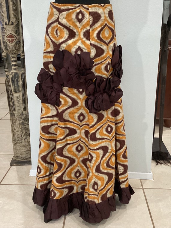 African Ankara Print Skirt with Ruffle