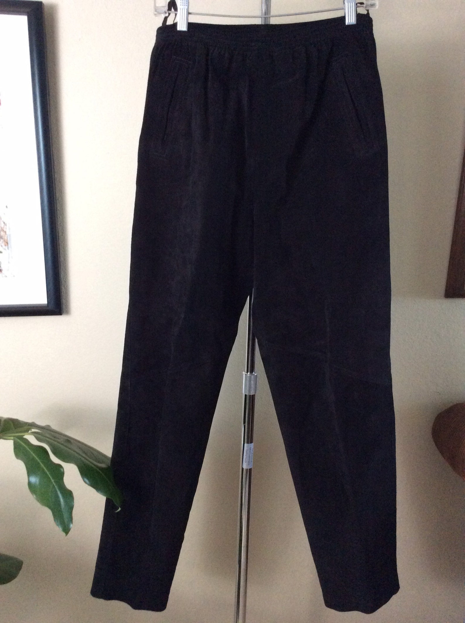 Vintage Black Suede Pants/ Black Suede Pants/ Womens Large | Etsy