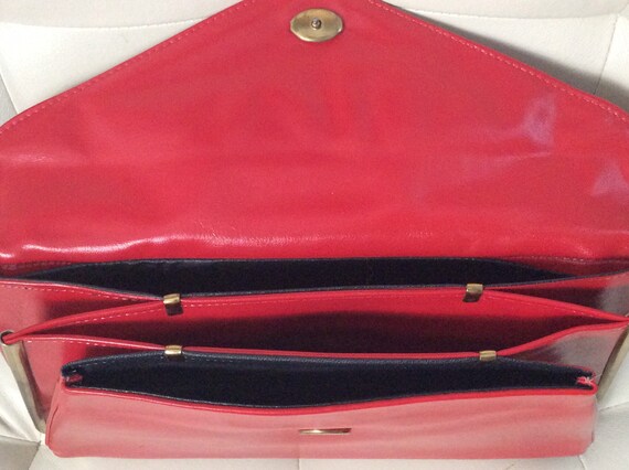 Vintage Red Faux Leather Clutch/Red Leather Clutc… - image 6